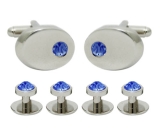 Box sets/ Silver oval <span class='shop_red small'>(sapphire)</span>