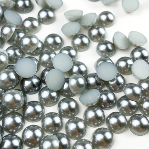 Half pearls dark silver grey