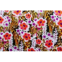 Floral Leopard DSI - lycra, orange-natural
