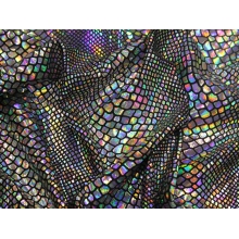 PYTHON FOIL LYCRA silver hologram on black