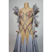 Ballroom dress MJD3039 SILVER+FLESH