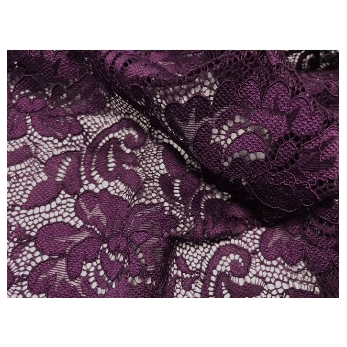 FLOWER STRETCH LACE plum