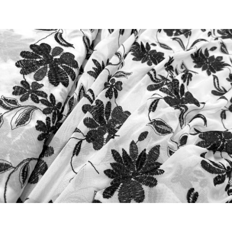 BOTANIC EMBROIDERY STRETCH NET black (kopia)