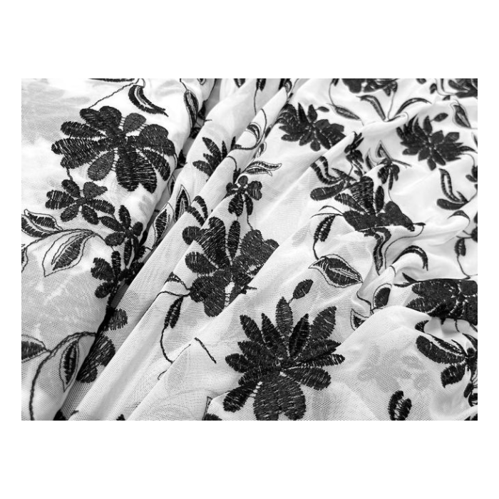 BOTANIC EMBROIDERY STRETCH NET black (kopia)